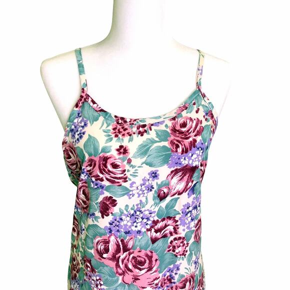 Linda Lori Floral Rayon Silky Maxi Long Slip Dress Medium - Picture 2 of 6